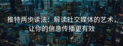 推特两步读法：解读社交媒体的艺术，让你的信息传播更有效