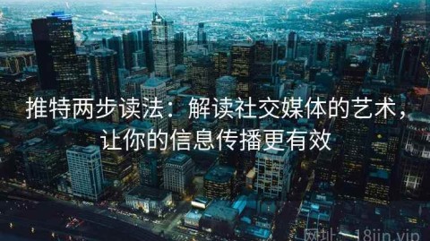推特两步读法：解读社交媒体的艺术，让你的信息传播更有效