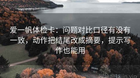 爱一帆体检卡：问题对比口径有没有一致，动作把结尾改成摘要，提示写作也能用
