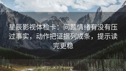 星辰影视体检卡：问题情绪有没有压过事实，动作把证据列成条，提示读完更稳