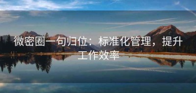 微密圈一句归位：标准化管理，提升工作效率