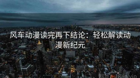 风车动漫读完再下结论：轻松解读动漫新纪元