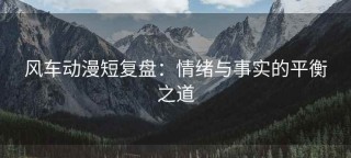 风车动漫短复盘：情绪与事实的平衡之道