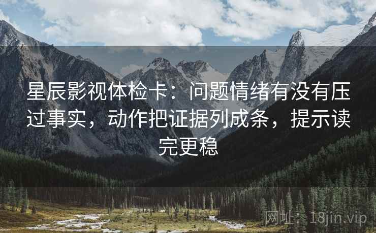 星辰影视体检卡：问题情绪有没有压过事实，动作把证据列成条，提示读完更稳